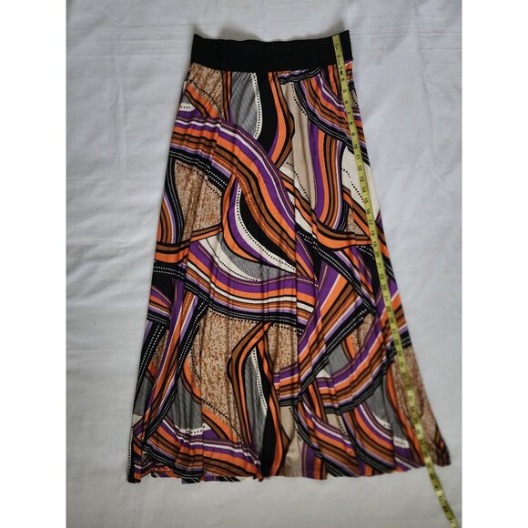Robert Louis Women's Black Multicolor Print Pattern A-Line Maxi Skirt Medium - Picture 8 of 8